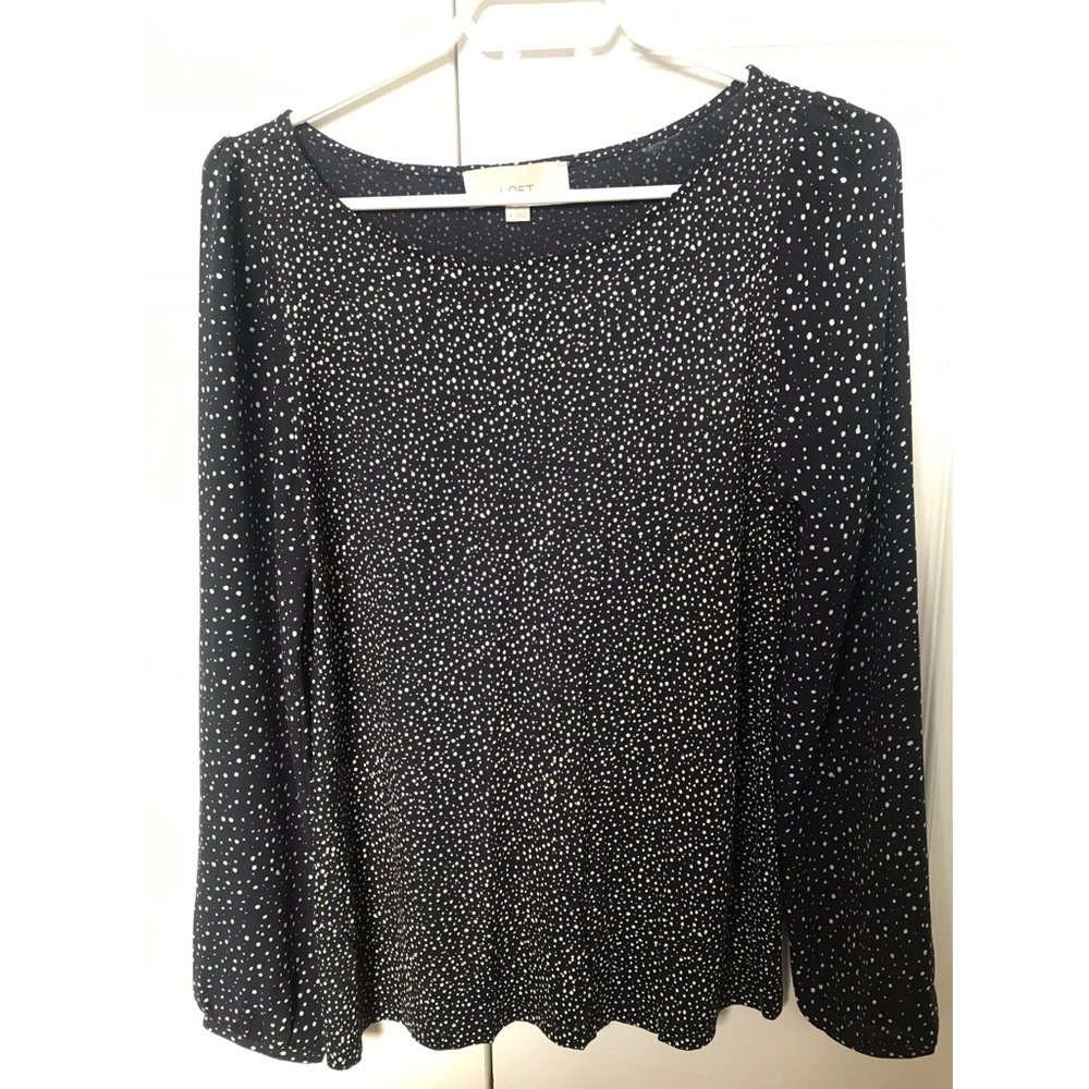Ann Taylor Loft Navy Blouse with sleeves -  Size M